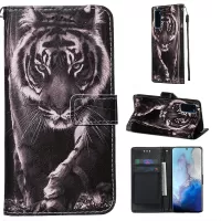 Pattern Printing Leather Wallet Case for Samsung Galaxy S20 4G/S20 5G - Tiger