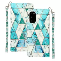 Light Spot Decor Patterned Embossed Leather Wallet Phone Case for Samsung Galaxy S20 4G/S20 5G - Ceramic Tile