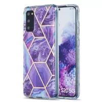 IML IMD Marble Pattern Electroplating Flexible TPU Phone Cover Case for Samsung Galaxy S20 4G/S20 5G - Purple