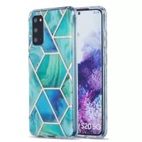 IML IMD Marble Pattern Electroplating Flexible TPU Phone Cover Case for Samsung Galaxy S20 4G/S20 5G - Cyan / Blue