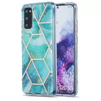 IML IMD Marble Pattern Electroplating Flexible TPU Phone Cover Case for Samsung Galaxy S20 4G/S20 5G - Green