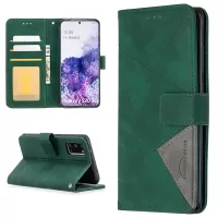BF05 Style Geometric Texture Leather Cover for Samsung Galaxy S20 4G/S20 5G - Green