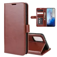 Crazy Horse Leather Wallet Stand Phone Case for Samsung Galaxy S20 4G/S20 5G - Brown