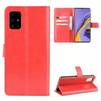 Crazy Horse Skin Leather Wallet Case for Samsung Galaxy S20 4G/S20 5G - Red