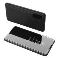 For Samsung Galaxy S20 4G/S20 5G View Window Vertical Mirror Leather Mobile Shell Foldable Stand Case - Black