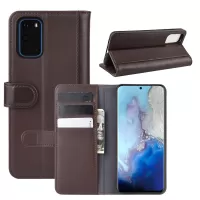Split Leather Wallet Stand Phone Case for Samsung Galaxy S20 4G/S20 5G Cell Phone Accessory - Brown