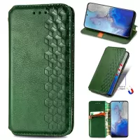 Fashionable Auto-absorbed Rhombus Texture PU Leather Wallet Phone Cover for Samsung Galaxy S20 4G/S20 5G - Green