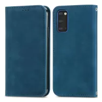 Auto-absorbed Vintage PU Leather Phone Cover Casing for Samsung Galaxy S20 4G/S20 5G - Blue