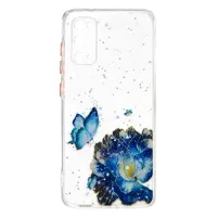 High Impact Pattern Printing Precise Cutout Dual Layer Hard Acrylic Back + Soft TPU Case for Samsung Galaxy S20 4G/S20 5G - Blue Butterfly