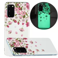 Glow in The Dark Noctilucent Shockproof Lightweight Soft TPU Cover Cell Phone Case for Samsung Galaxy S20 4G/S20 5G - Sakura