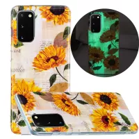 Glow in The Dark Noctilucent Shockproof Lightweight Soft TPU Cover Cell Phone Case for Samsung Galaxy S20 4G/S20 5G - Sunflower
