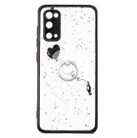 Soft TPU + Hard PC Back Cover Pattern Printing Precise Cutout Epoxy Case with Rotating Ring Kickstand for Samsung Galaxy S20 4G/S20 5G - Love Heart
