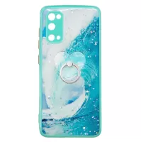 Soft TPU + Hard PC Back Cover Pattern Printing Precise Cutout Epoxy Case with Rotating Ring Kickstand for Samsung Galaxy S20 4G/S20 5G - Waves