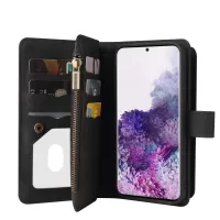 For Samsung Galaxy S20 4G/S20 5G KT Multi-functional Series-2 Multiple Card Slots Scratch-proof TPU Inner Shell Phone Case with Zipper Pocket and Stand - Black
