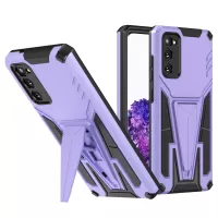Kickstand Anti-Scratch V-Shaped Armor Hard PC + Soft TPU Frame Hybrid Phone Case for Samsung Galaxy S20 4G/S20 5G - Purple