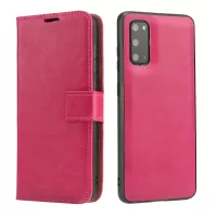 Crazy Horse Skin Unique Leather Phone Case for Samsung Galaxy S20 4G/S20 5G - Rose