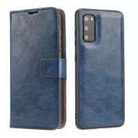 Crazy Horse Skin Unique Leather Phone Case for Samsung Galaxy S20 4G/S20 5G - Blue