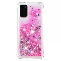 Quicksand Flowing Liquid Glitter Scratch-resistant TPU Mobile Phone Case Shell for Samsung Galaxy S20 4G/S20 5G - Pink Hearts