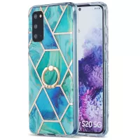 2.0mm TPU Phone Kickstand Cover IMD IML Anti-Fade Electroplating Marble Pattern Case for Samsung Galaxy S20 4G/S20 5G - Green