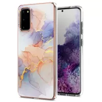 Anti-scratch Stylish Marble Design IMD IML Electroplating Soft TPU Phone Case Cover for Samsung Galaxy S20 4G/S20 5G - Milky Way Marble White