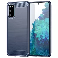 1.8mm Carbon Fiber Brushed Texture Anti-fingerprint Soft TPU Anti-drop Phone Case Cover for Samsung Galaxy S20 4G/S20 5G - Blue