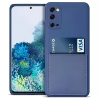 Liquid Silicone Anti-scratch Phone Case Card Slot Design Precise Cutout Cell Phone Shell for Samsung Galaxy S20 4G/S20 5G - Sapphire