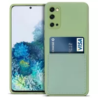 Liquid Silicone Anti-scratch Phone Case Card Slot Design Precise Cutout Cell Phone Shell for Samsung Galaxy S20 4G/S20 5G - Matcha Green