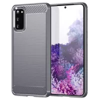 1.8mm Carbon Fiber Brushed Texture Anti-fingerprint Soft TPU Anti-drop Phone Case Cover for Samsung Galaxy S20 4G/S20 5G - Grey