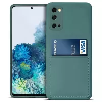 Liquid Silicone Anti-scratch Phone Case Card Slot Design Precise Cutout Cell Phone Shell for Samsung Galaxy S20 4G/S20 5G - Blackish Green