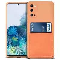 Liquid Silicone Anti-scratch Phone Case Card Slot Design Precise Cutout Cell Phone Shell for Samsung Galaxy S20 4G/S20 5G - Orange