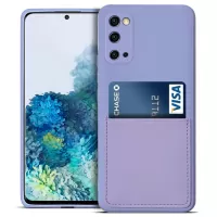 Liquid Silicone Anti-scratch Phone Case Card Slot Design Precise Cutout Cell Phone Shell for Samsung Galaxy S20 4G/S20 5G - Light Purple