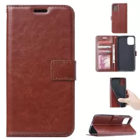 Crazy Horse Leather Wallet Case for Samsung Galaxy S20 4G/S20 5G - Brown