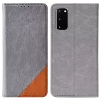 For Samsung Galaxy S20 4G/S20 5G Color Splicing Wallet Stand Leather Case Folio Style Magnetic Auto-absorbed Shell - Grey