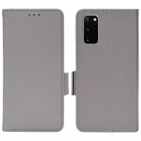 Litchi Texture Leather Stand Phone Case for Samsung Galaxy S20 4G/S20 5G, Side Double Magnetic Clasp Wallet Cover - Grey