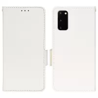 Litchi Texture Leather Stand Phone Case for Samsung Galaxy S20 4G/S20 5G, Side Double Magnetic Clasp Wallet Cover - White