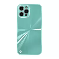 PHONESKIN For iPhone 13 Pro Max 6.7 inch Cell Phone Case Gradient Color CD Veins Texture PC+TPU+Tempered Glass Phone Back Shell - Cyan