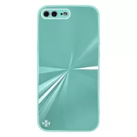 PHONESKIN for iPhone 7 Plus/8 Plus 5.5 inch PC + TPU + Tempered Glass Hybrid CD Texture Glossy Gradient Cover Phone Case - Cyan