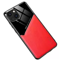 For iPhone 13 6.1 inch Precise Cut-Out Cover Anti-Fall Textured Leather Coated Hybrid Case with Magnetic Metal Sheet - Red