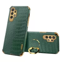 For Samsung Galaxy A32 5G/M32 5G Crocodile Texture PU Leather Coated TPU Case 6D Electroplated Kickstand Cover - Green