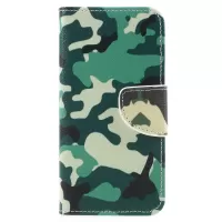 Pattern Printing Cross Texture Stand Wallet Leather Case for Samsung Galaxy A8 (2018) - Camouflage Cloth