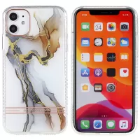 For iPhone 12 6.1 inch/12 Pro 6.1 inch Lacquered IMD Marble Pattern TPU + Acrylic Phone Case Cover - White
