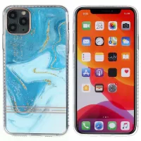 Marble Pattern TPU + Acrylic Case for iPhone 11 Pro Max 6.5 inch, Lacquered IMD Workmanship Phone Cover - Blue