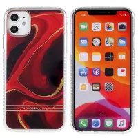 Lacquered Marble Pattern Phone Case for iPhone 11 6.1 inch, Double-sided IMD TPU + Acrylic Cover - Wine Red