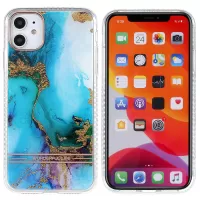 Lacquered Marble Pattern Phone Case for iPhone 11 6.1 inch, Double-sided IMD TPU + Acrylic Cover - Baby Blue