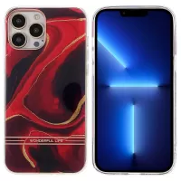 Lacquered IMD Marble Pattern Phone Case for iPhone 12 Pro Max 6.7 inch, Soft TPU + Hard Acrylic Shell - Wine Red