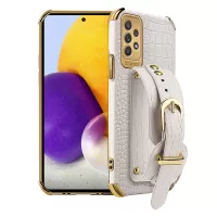 For Samsung Galaxy A53 5G Fashionable Protection Phone Cover Crocodile Texture Kickstand Electroplating Precise Cutout PU Leather Coated TPU Flexible Phone Case - White