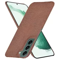 For Samsung Galaxy S22+ 5G Hard PC Phone Cover Crocodile Texture PU Leather Coating Case - Brown