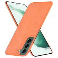 For Samsung Galaxy S22+ 5G Hard PC Phone Cover Crocodile Texture PU Leather Coating Case - Orange