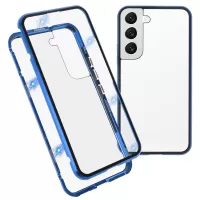 For Samsung Galaxy S22+ 5G 360 Degree Full Protection Case Aluminium Alloy Frame + Double-sided Tempered Glass Phone Cover with Magnetic Closure - Blue