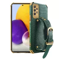 For Samsung Galaxy A53 5G Fashionable Protection Phone Cover Crocodile Texture Kickstand Electroplating Precise Cutout PU Leather Coated TPU Flexible Phone Case - Green